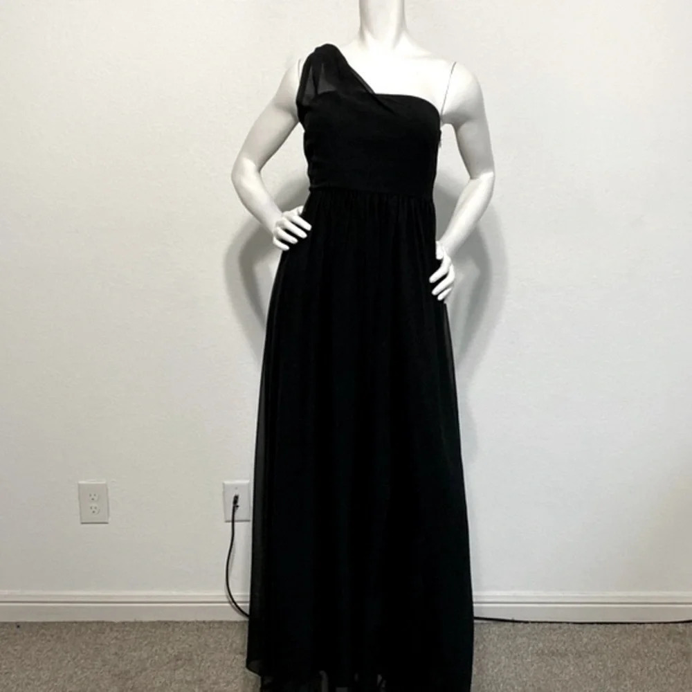 L.K. Benett Black Tulle One Shoulder Whimsy Goth Maxi Length Gothic Dress Size 6